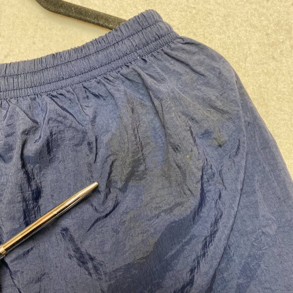 Vintage Nike Logo Swim Trunks Men's XL Blue Swoosh Shorts Black Tag - Picture 8 of 8